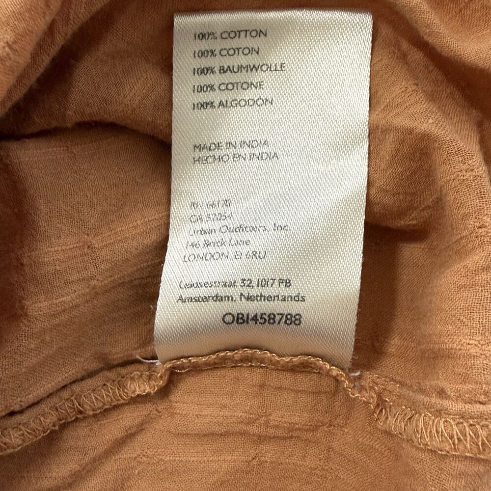 Free People Marigold Buttondown Top Burnt Orange Women Size Large Blouson Sleeve - Picture 12 of 13